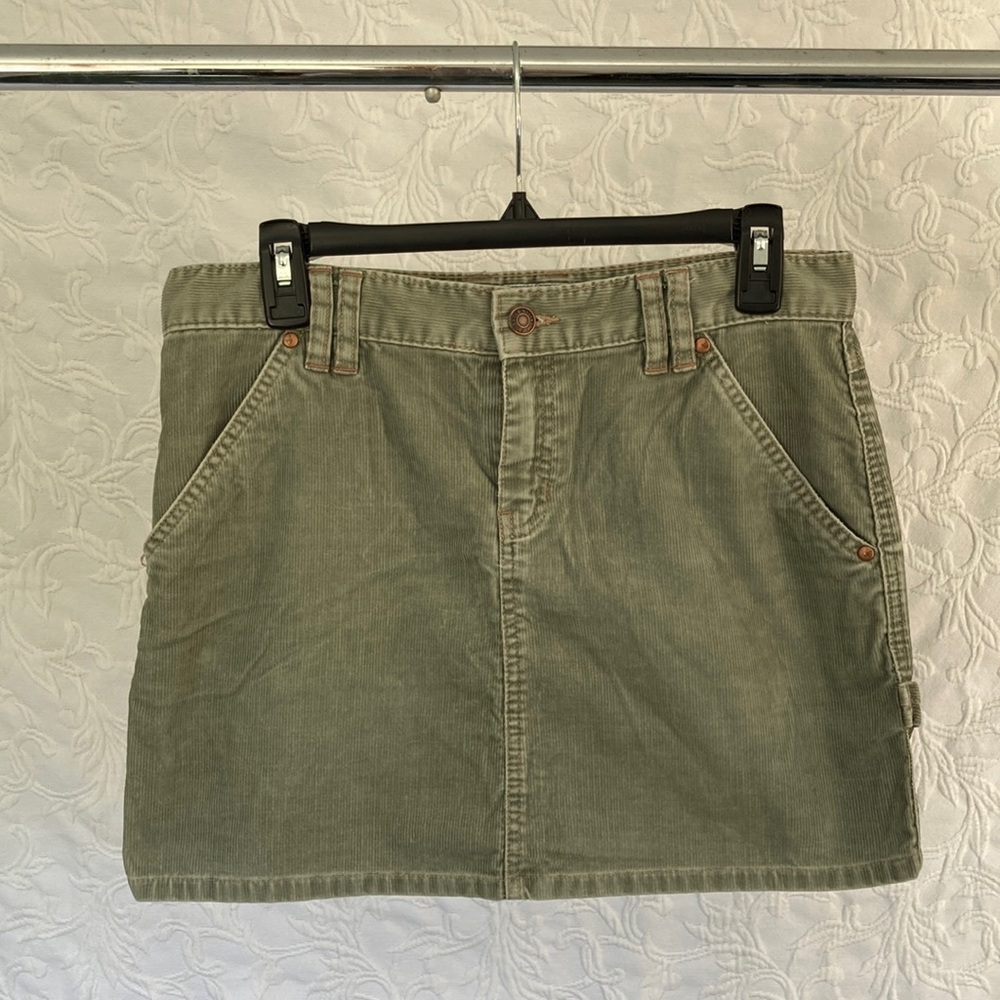Green Corduroy Mini Skirt